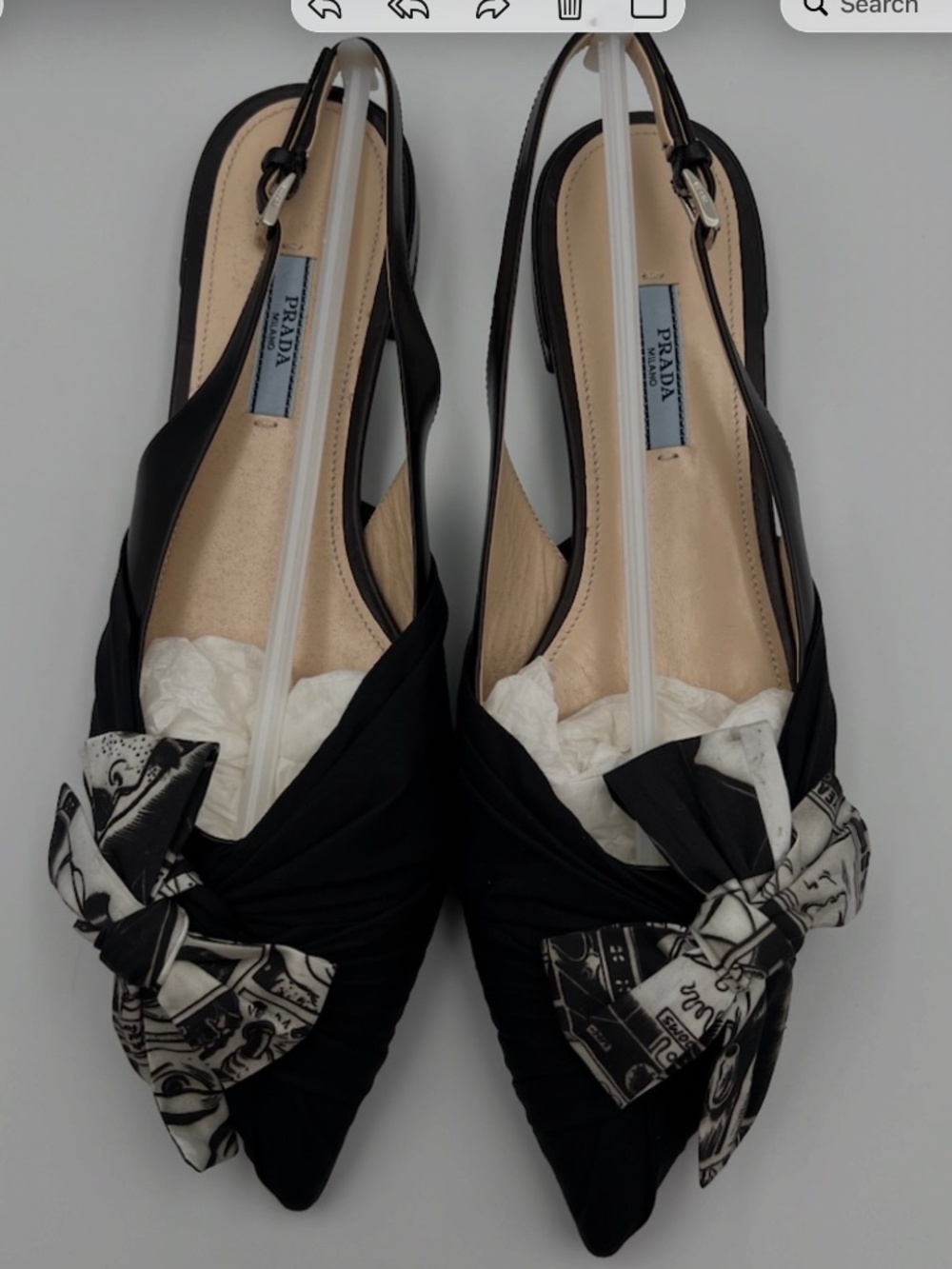 PRADA SLINGBACK POINTED TOE FLATS